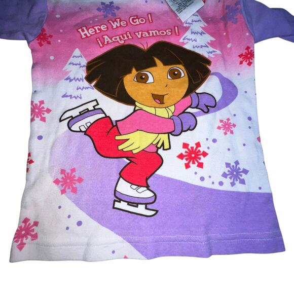 Vintage Y2K Dora the Explorer Nick Kids Here we go! holiday ice skating PJ top 8 - Picture 4 of 7
